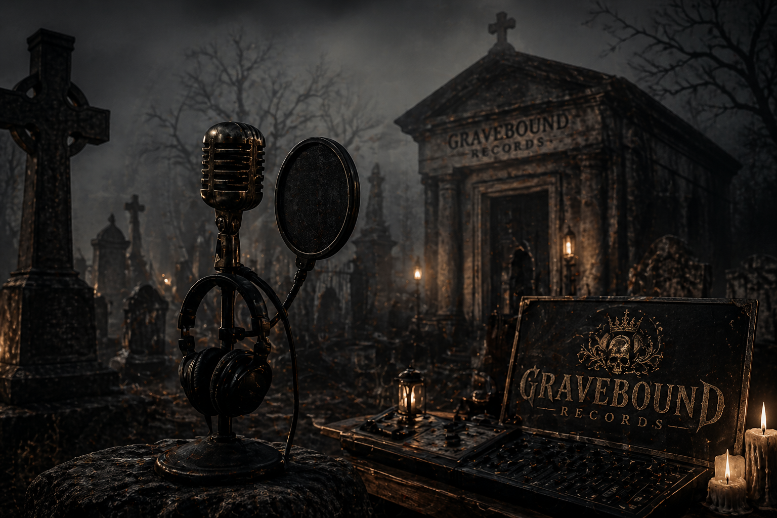 Gravebound Records Cemetery Scene